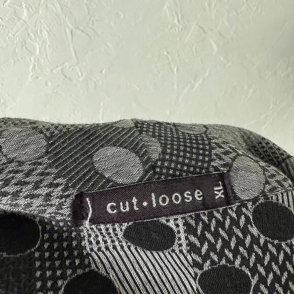 Cut Loose Womens Shirt XL Lagenlook Art to Wear Cotton Polka Dot Plaid Button V9 - Picture 6 of 7